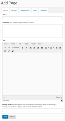 adding pages add form