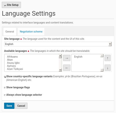 language setup