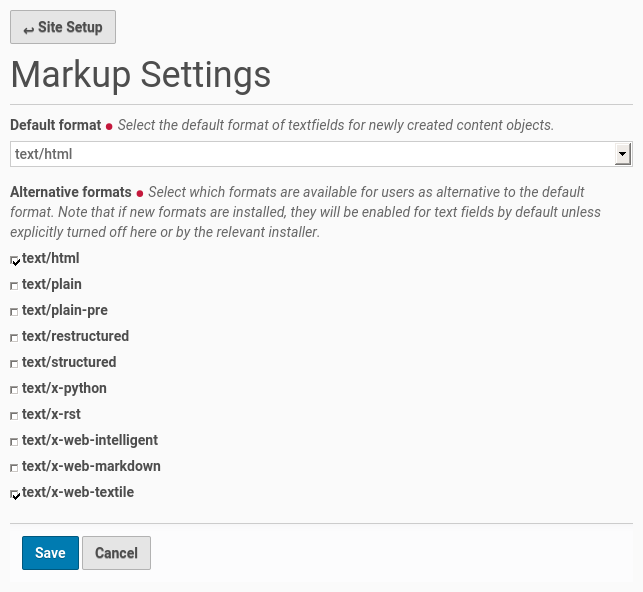 markup setup