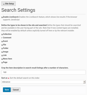 search setup