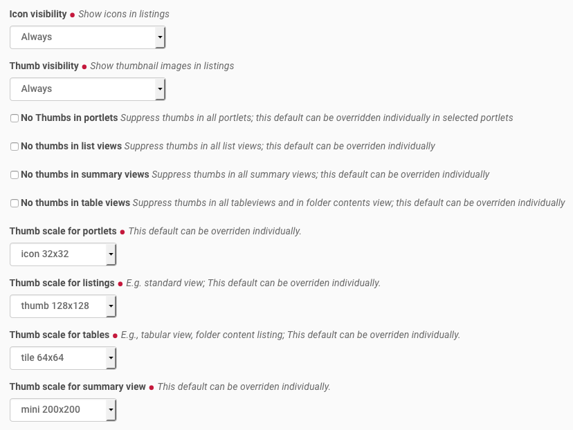 site control panel icon thumb settings