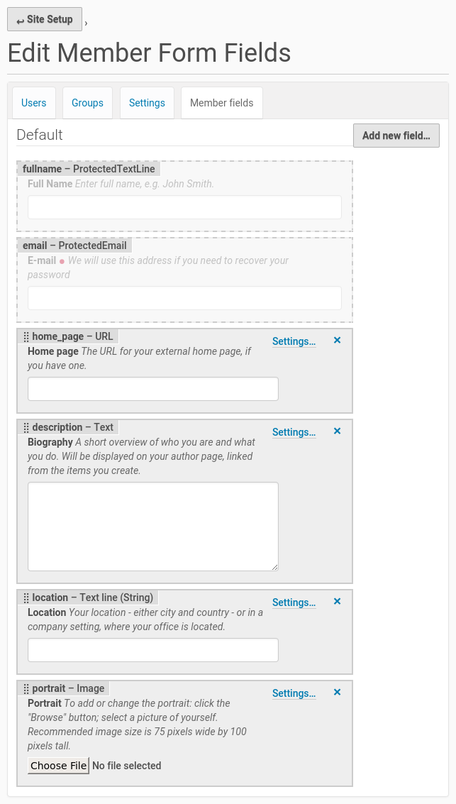 users fields