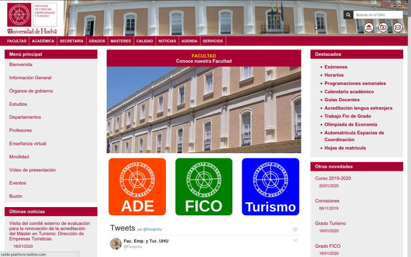 CMS Plone Facultad Empresariales y Turismo (Huelva)