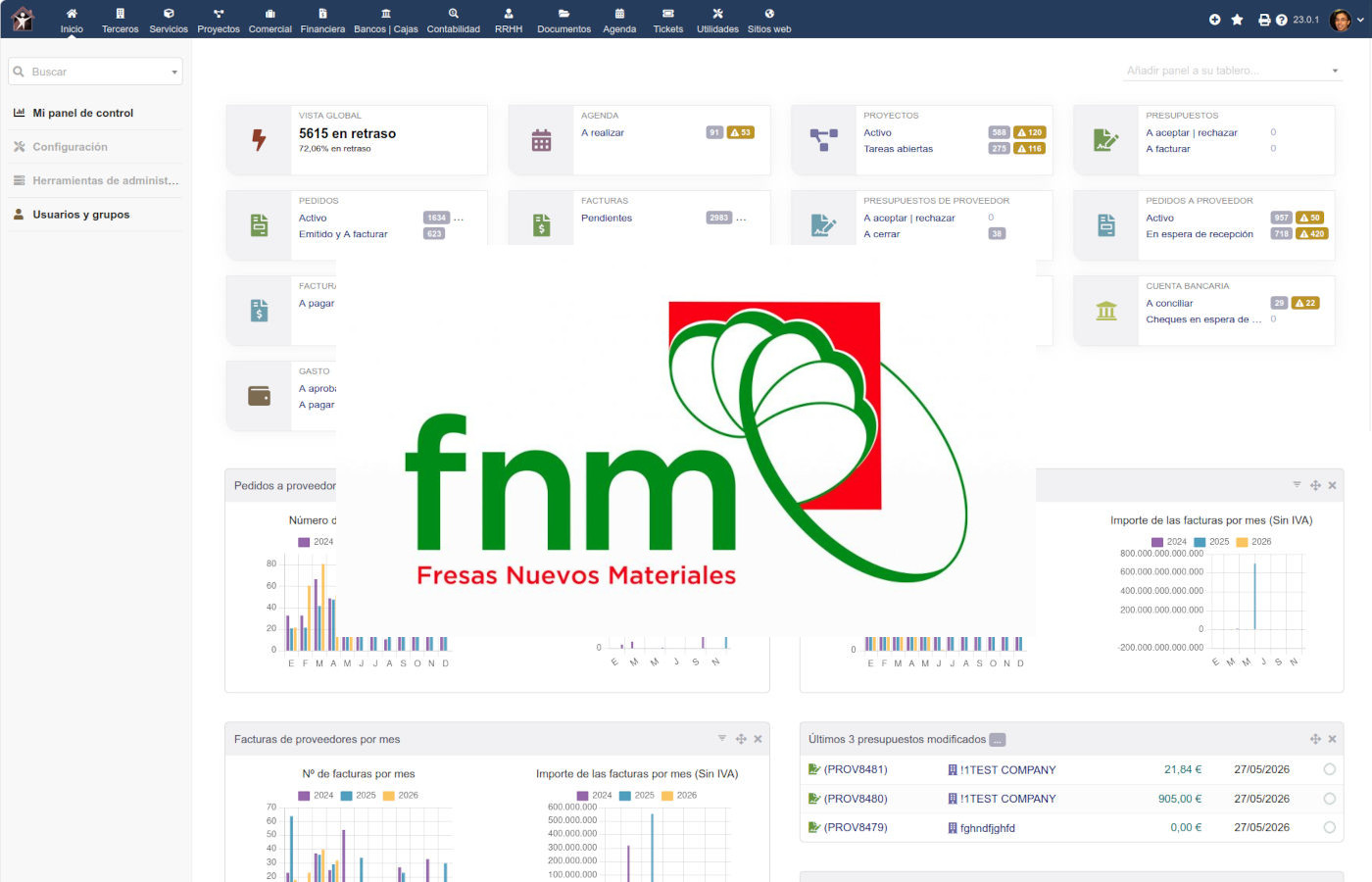 ERP CRM Dolibarr: Fresas Nuevos Materiales